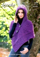 Knitting Pattern - Wendy 5852 - Mode Chunky - Hooded Poncho, Hat and Shoulder Warmer